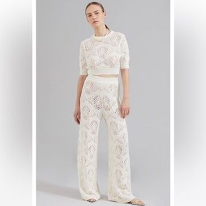 Loulou Studio Jaro Crochet-Knit Cropped Top Sz S Ivory NWT